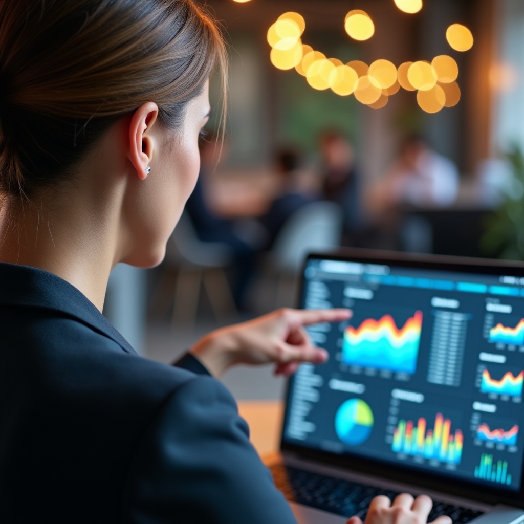 Close-up of an analytics dashboard being reviewed during a marketing workshop